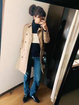 「ポニーテール」｜「アイテム（トレンチコート）」を使った、Jさん（レディース・168cm）の冬コーディネート