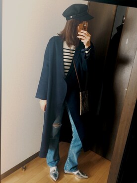 「VIS（ビス）のマリンキャスケット（キャスケット、ブラック系）」を使った、Jさん（レディース・168cm）の冬コーディネート