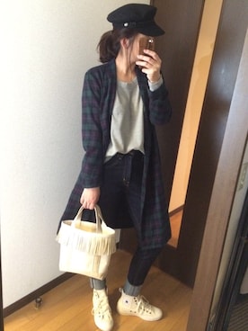 「VIS（ビス）のマリンキャスケット（キャスケット、ブラック系）」を使った、Jさん（レディース・168cm）の春コーディネート