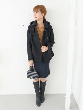 「ショールカラー」｜「アイテム（ピーコート）」を使った、DOORS WOMENSさん（レディース・168cm）の秋コーディネート