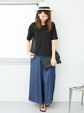 「テンセル」｜「アイテム（パンツ）」を使った、DOORS WOMENSさん（レディース・168cm）の夏コーディネート