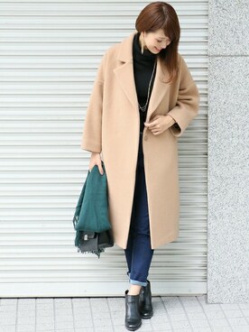 「ワイドシルエット」｜「アイテム（チェスターコート）」を使った、DOORS WOMENSさん（レディース・168cm）の秋コーディネート