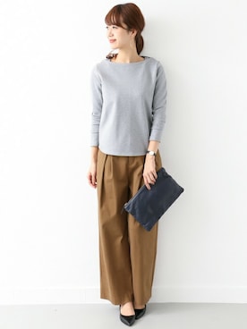 「URBAN RESEARCH DOORS（アーバンリサーチドアーズ）のDOORS コットンタックワイドパンツ（その他パンツ）」を使った、DOORS WOMENSさん（レディース・168cm）の冬コーディネート