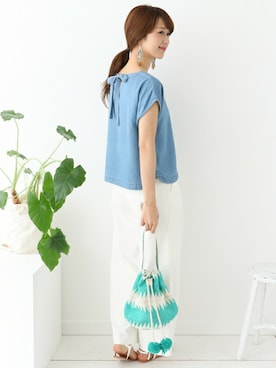 「URBAN RESEARCH DOORS（アーバンリサーチドアーズ）のDOORS コットンタックワイドパンツ（その他パンツ）」を使った、DOORS WOMENSさん（レディース・168cm）の春コーディネート
