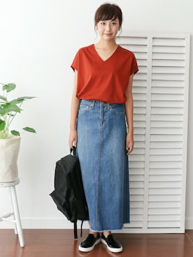 「アイテム（スカート、ブルー系）」を使った、DOORS WOMENSさん（レディース・165cm）の夏コーディネート