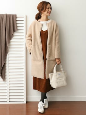 「orcival」｜「アイテム（ムートンコート）」を使った、DOORS WOMENSさん（レディース・168cm）の秋コーディネート