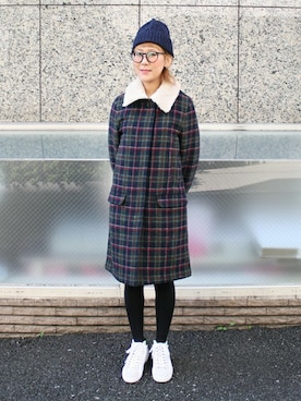 「フレッドペリー」｜「アイテム（ステンカラーコート）」を使った、MIYOさん（レディース・155cm）の秋コーディネート