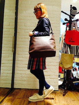 「FRED PERRY（フレッドペリー）のアイテム（ジャケット/アウター）」を使った、MIYOさん（レディース・155cm）の春コーディネート
