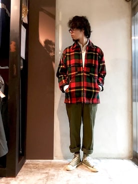 「アイテム（その他アウター、グリーン系）」を使った、Onkochishin_Gotoさん（メンズ・169cm）の秋コーディネート