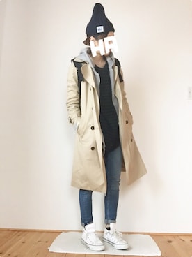 「白いスニーカー」｜「アイテム（チュニック）」を使った、はなこさん（レディース・160cm）の春コーディネート