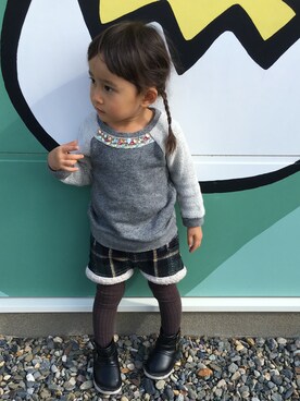 「Right-on KIDS（ライトオンキッズ）のアイテム（スウェット、グレー系）」を使った、hijihanさん（キッズ・110cm）の秋コーディネート