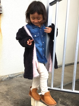「AZUL by moussy（アズールバイマウジー）のアイテム（ダウンジャケット/コート）」を使った、hijihanさん（キッズ・100cm）の秋コーディネート