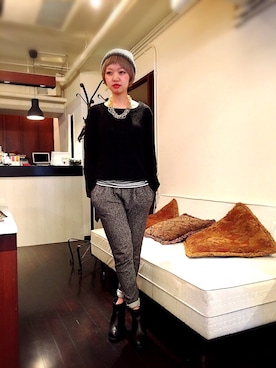 「黒ニット」｜yuuuuuucaさん（レディース・160cm）の春コーディネート