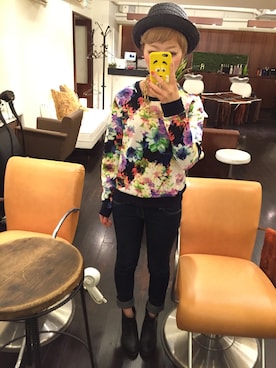 「ストローハット」｜「アイテム（スウェット）」を使った、yuuuuuucaさん（レディース・160cm）の春コーディネート