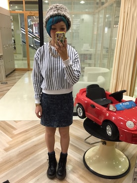 「ストライプニット」｜「アイテム（アクセサリー）」を使った、yuuuuuucaさん（レディース・160cm）の秋コーディネート