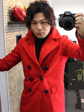 「DSQUARED2（ディースクエアード）のアイテム（ピーコート）」を使った、D-sukeさん（メンズ・172cm）の冬コーディネート