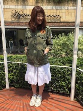 「アーミー」｜「アイテム（スカート）」を使った、TAMAさん（レディース・157cm）の夏コーディネート