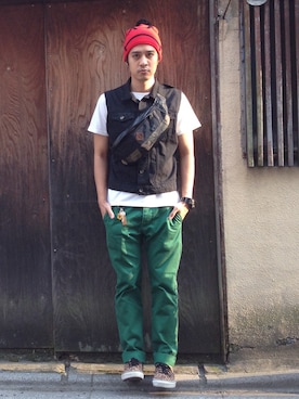 「TOPMAN（トップマン）のアイテム（ベスト）」を使った、BaNkYPoWeRさん（メンズ・170cm）の夏コーディネート