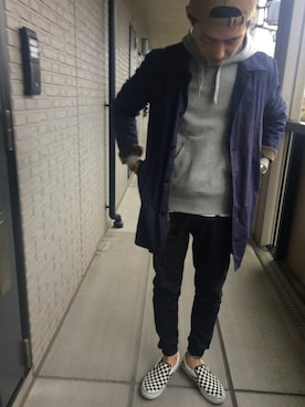「ゆるゆる」｜「アイテム（キャップ）」を使った、サファリさん（メンズ・173cm）の冬コーディネート