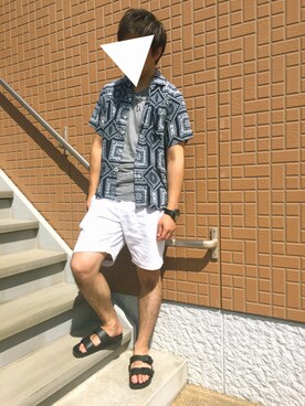 「Right-on（ライトオン）のアイテム（サンダル）」を使った、URIBOU.さん（メンズ・178cm）の夏コーディネート