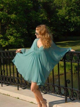 「diane von furstenburgのアイテム（ワンピース/ドレス、グリーン系）」を使った、claireさん（レディース）の秋コーディネート