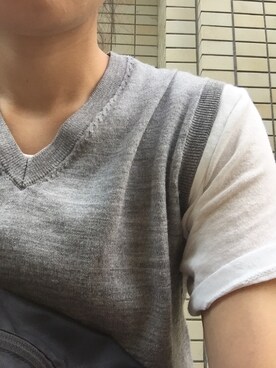 「UNIQLO（ユニクロ）のアイテム（ベスト、グレー系）」を使った、tarafuktabetaiさん（157cm）の秋コーディネート