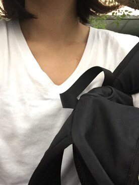 「GAP（ギャップ）のアイテム（Tシャツ/カットソー、ホワイト系）」を使った、tarafuktabetaiさん（157cm）の秋コーディネート