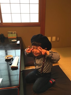 「kladskap（クレードスコープ）のアイテム（ハンチング/ベレー帽）」を使った、そーすけさん（キッズ・90cm）の秋コーディネート