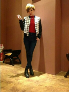 「VENCEEXCHANGE（ヴァンスエクスチェンジ）のアイテム（その他アウター）」を使った、VENCE EXCHANGE LADIES STAFFさん（レディース・160cm）の冬コーディネート