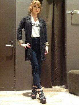 「VENCEEXCHANGE（ヴァンスエクスチェンジ）のアイテム（その他アウター）」を使った、VENCE EXCHANGE LADIES STAFFさん（レディース・160cm）の夏コーディネート