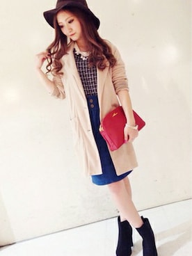 「ひざ丈スカート」｜「アイテム（チェスターコート）」を使った、VENCE EXCHANGE LADIES STAFFさん（レディース・160cm）の秋コーディネート