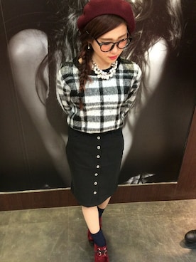 「くつした」｜「アイテム（ハンチング/ベレー帽）」を使った、VENCE EXCHANGE LADIES STAFFさん（レディース・160cm）の秋コーディネート