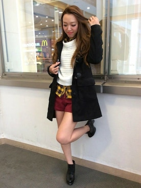 「ロング丈ダッフル」｜「アイテム（ワンピース/ドレス）」を使った、VENCE EXCHANGE LADIES STAFFさん（レディース・160cm）の冬コーディネート