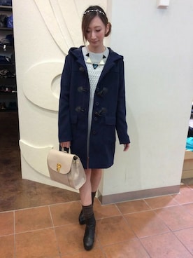 「ロング丈ダッフル」｜「アイテム（ブーツ）」を使った、VENCE EXCHANGE LADIES STAFFさん（レディース・160cm）の冬コーディネート