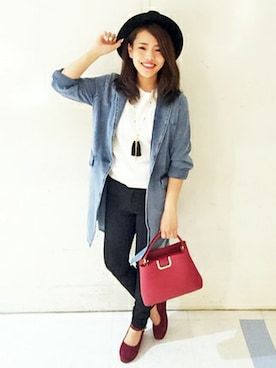 「フリンジ」｜「アイテム（チェスターコート）」を使った、VENCE EXCHANGE LADIES STAFFさん（レディース・160cm）の秋コーディネート