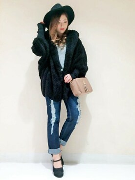 「VENCEEXCHANGE（ヴァンスエクスチェンジ）のアイテム（その他アウター）」を使った、VENCE EXCHANGE LADIES STAFFさん（レディース・160cm）の冬コーディネート