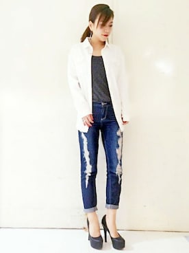 「ボーイフレンドデニム」｜VENCE EXCHANGE LADIES STAFFさん（レディース・160cm）の冬コーディネート