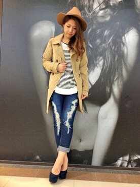 「VENCEEXCHANGE（ヴァンスエクスチェンジ）のアイテム（トレンチコート）」を使った、VENCE EXCHANGE LADIES STAFFさん（レディース・160cm）の冬コーディネート