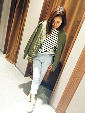 「マリン」｜「アイテム（MA-1）」を使った、VENCE EXCHANGE LADIES STAFFさん（レディース・160cm）の春コーディネート
