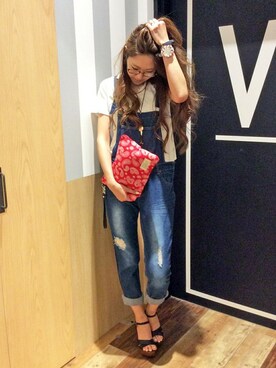 「VENCEEXCHANGE（ヴァンスエクスチェンジ）のアイテム（つなぎ/オールインワン）」を使った、VENCE EXCHANGE LADIES STAFFさん（レディース・160cm）の春コーディネート