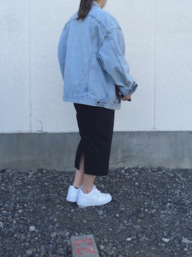 「AIR FORCE 1」｜「アイテム（デニムジャケット）」を使った、A K A N Eさん（レディース・161cm）の春コーディネート