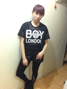 Ash✞希희 is wearing BOY LONDON "BOY LONDON/ボーイロンドン プリントTシャツ(LONDON MESH)"
