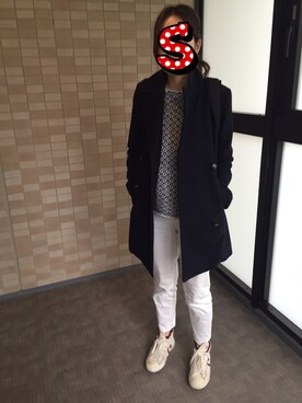「白デニム」｜「アイテム（ピーコート）」を使った、satmmmyさん（レディース・162cm）の秋コーディネート