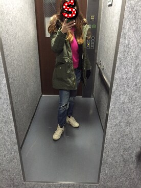 「アイテム（ミリタリージャケット）」を使った、satmmmyさん（レディース・162cm）の冬コーディネート
