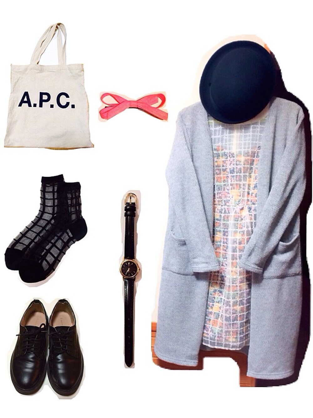 「Crisp、JILLSTUART、A.P.C、CASIO、tutuanna、E hyphen world gallary、MAJESTIC LEGON、spring、ロングカーディガン、ワンピース」｜「Crispのアイテム（カーディガン/ボレロ、グレー系）」を使った、mikaさん（レディース・156cm）の春コーディネートの1枚目の写真