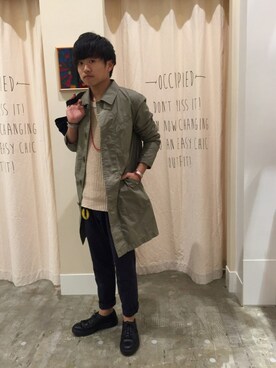「アイテム（ステンカラーコート）」を使った、coen  ひやまっちさん（メンズ・162cm・10代）の春コーディネート