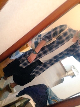 「CIAOPANIC（チャオパニック）の【Ciaopanic】　丸胴VネックTee（Tシャツ/カットソー、ホワイト系）」を使った、へーやんさん（メンズ）の秋コーディネート