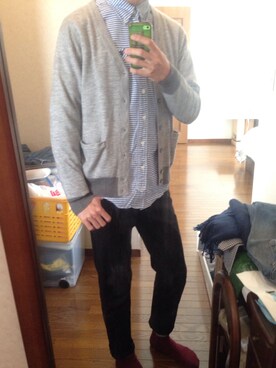 「FLASH REPORT（フラッシュリポート）のアイテム（シャツ/ブラウス、ブルー系）」を使った、へーやんさん（メンズ）の秋コーディネート