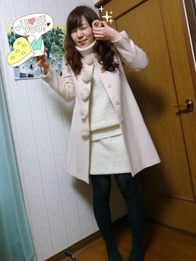 「バレンタインデートスタイル」｜「アイテム（その他アウター）」を使った、kana_claraさん（レディース・162cm）の冬コーディネート