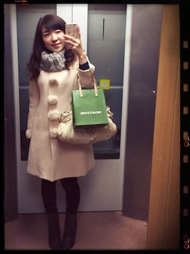 「ピンクコート」｜「アイテム（その他アウター）」を使った、kana_claraさん（レディース・162cm）の冬コーディネート